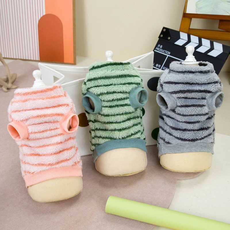 Stripe Dog Clothes Warm Pet Clothes Soft Fleece Puppy Shirt Chihuahua Clothing Dogs Outfit Apparel Coats Poodle Shih Tzu ClothesXJ241125