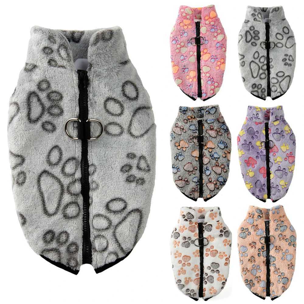 Winter Dog Clothes Warm Paw Print Pet Coat for Small Dog Puppy Fleece Jacket Clothing Apparel Chihuahua French Bulldog YorkshireXJ241125