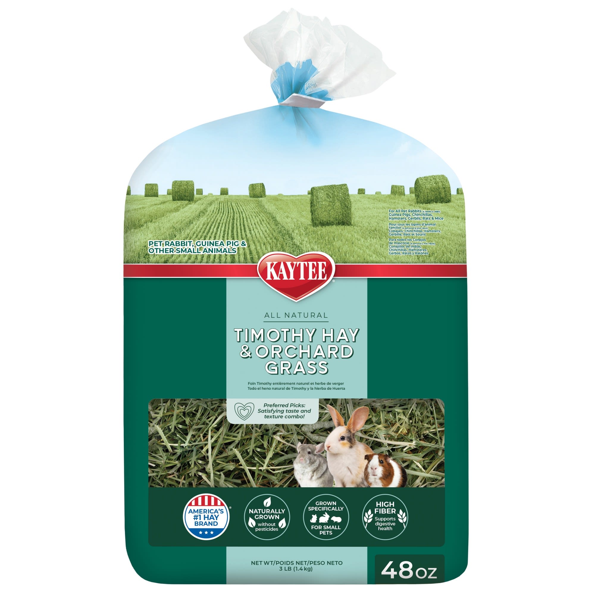 Kaytee Timothy Hay & Orchard Grass for Small Animals, 48 oz.