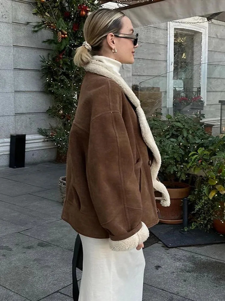 Retro suede cashmere coat Meila thick warm fur bicycle jacket winter fashion womens wool short coat jacket 241125