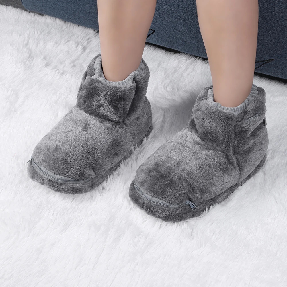 USB Heater Foot Shoes Winter Warm Snow Boots Comfortable Plush Warm Electric Slippers Foot Warmer Shoes for Men Women 241125