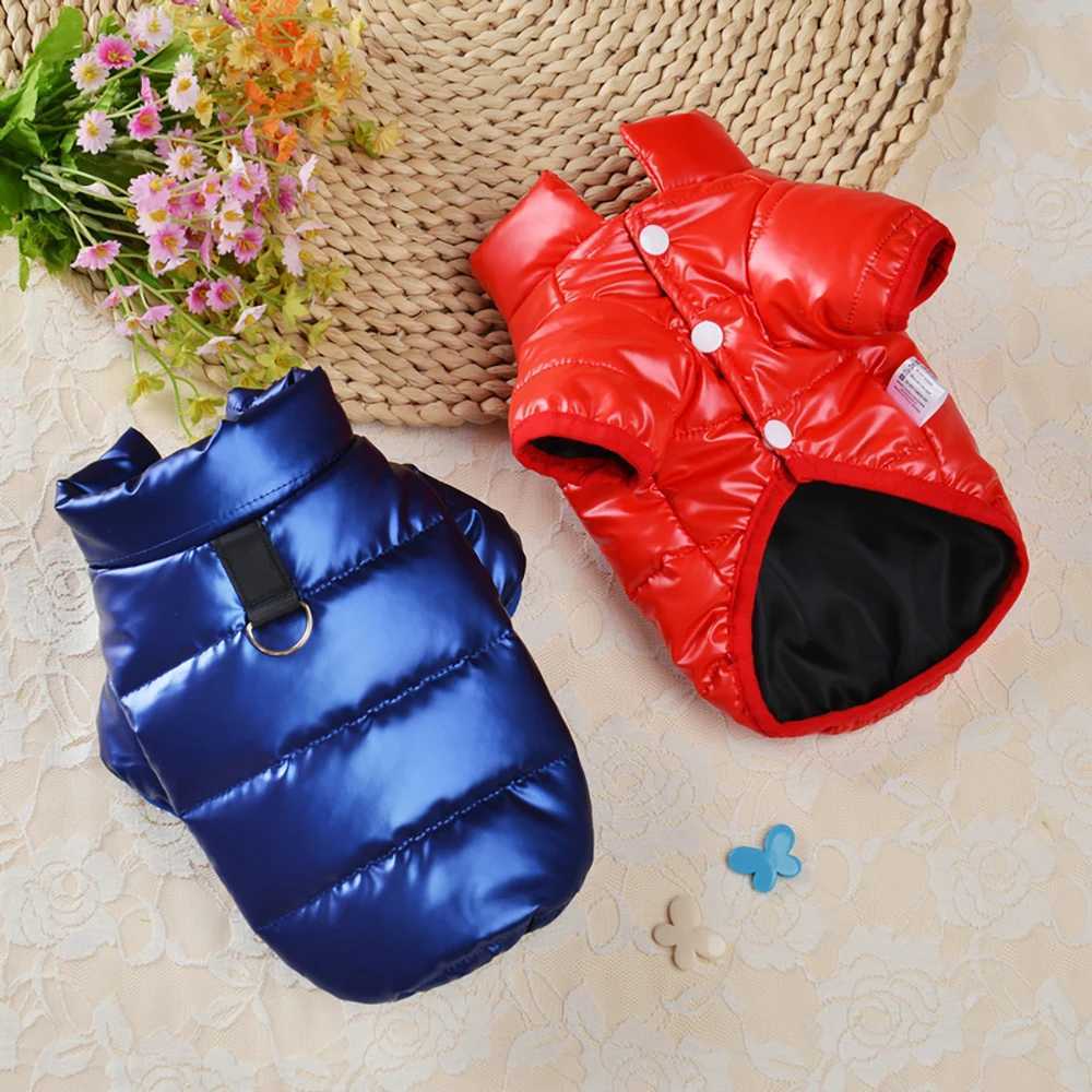 Bright PU Leather Dog Clothes for Small Dogs Puppy Jacket Waterproof Dog Coat Winter Warm Pet Costume Chihuahua Shih Tzu OutfitsXJ241125