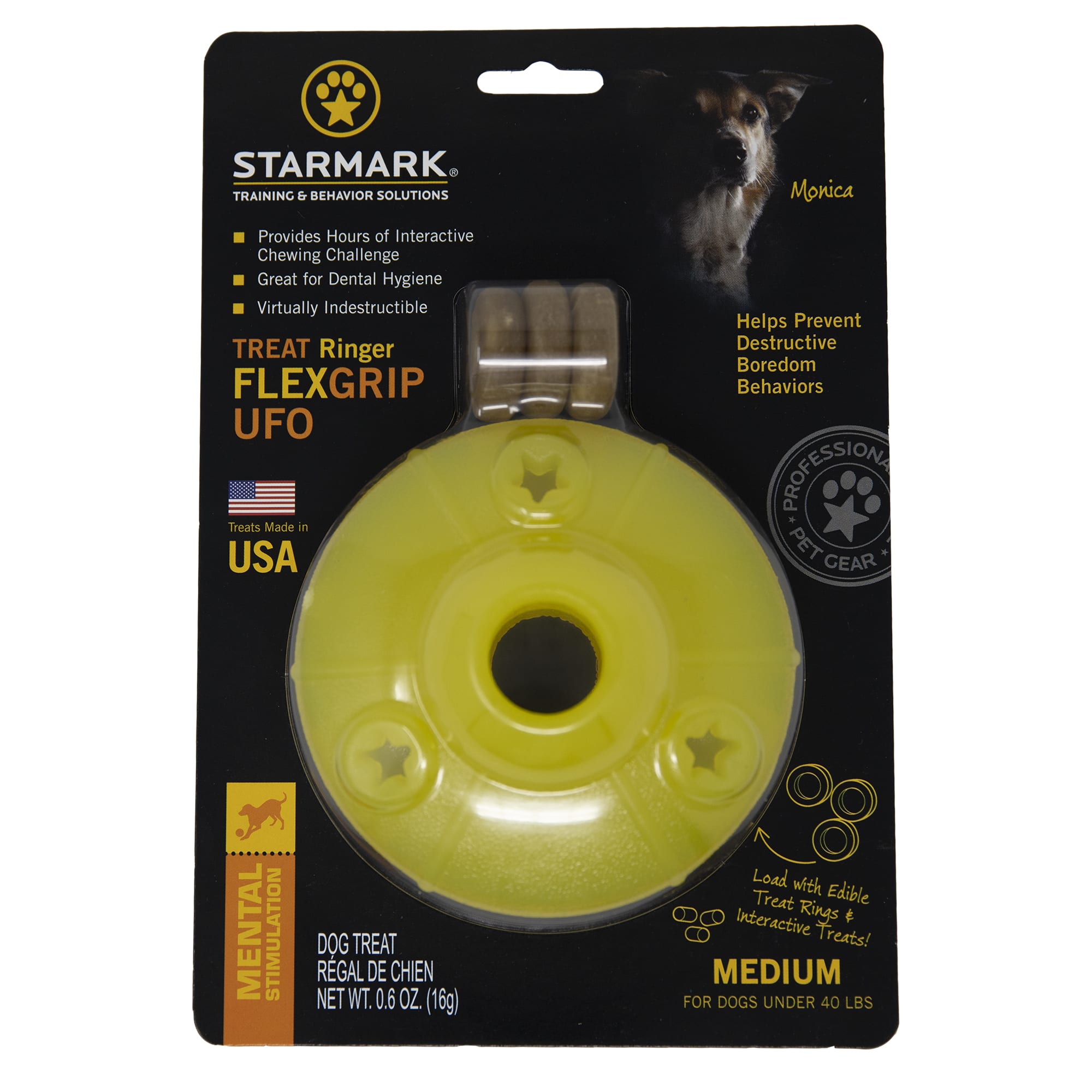 Starmark Treat Ringer FlexGrip UFO Dog Toys, Medium