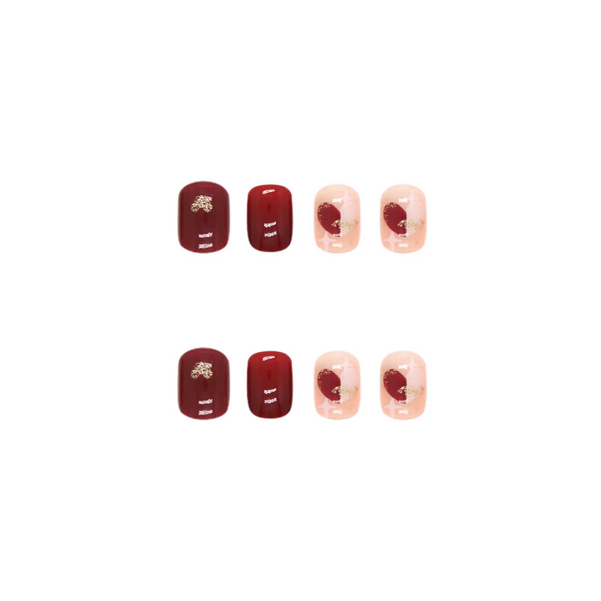 Sweet Mountain Tea Wearable Pink Pressing Fake Nail Tips with Glue Fake Nail Design Butterfly Cute Girl Fake NailW241125