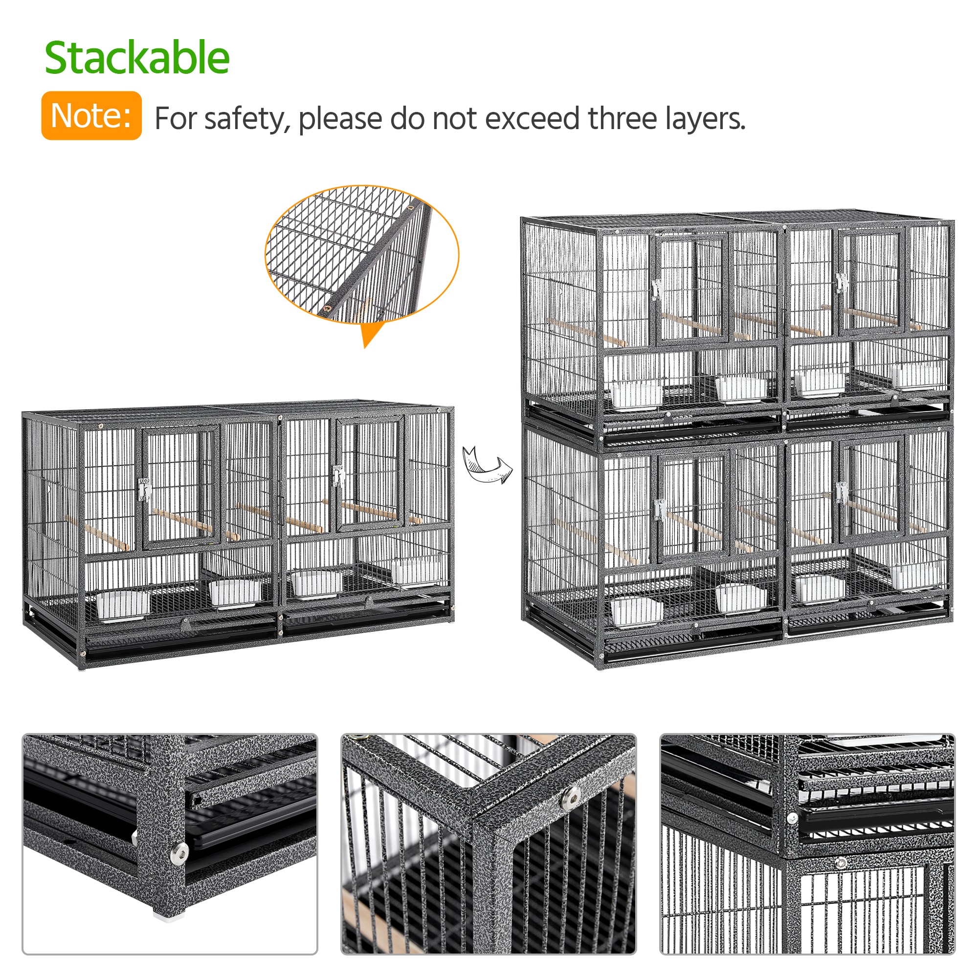 Topeakmart Black 21" Divided Bird Cage for Small Birds
