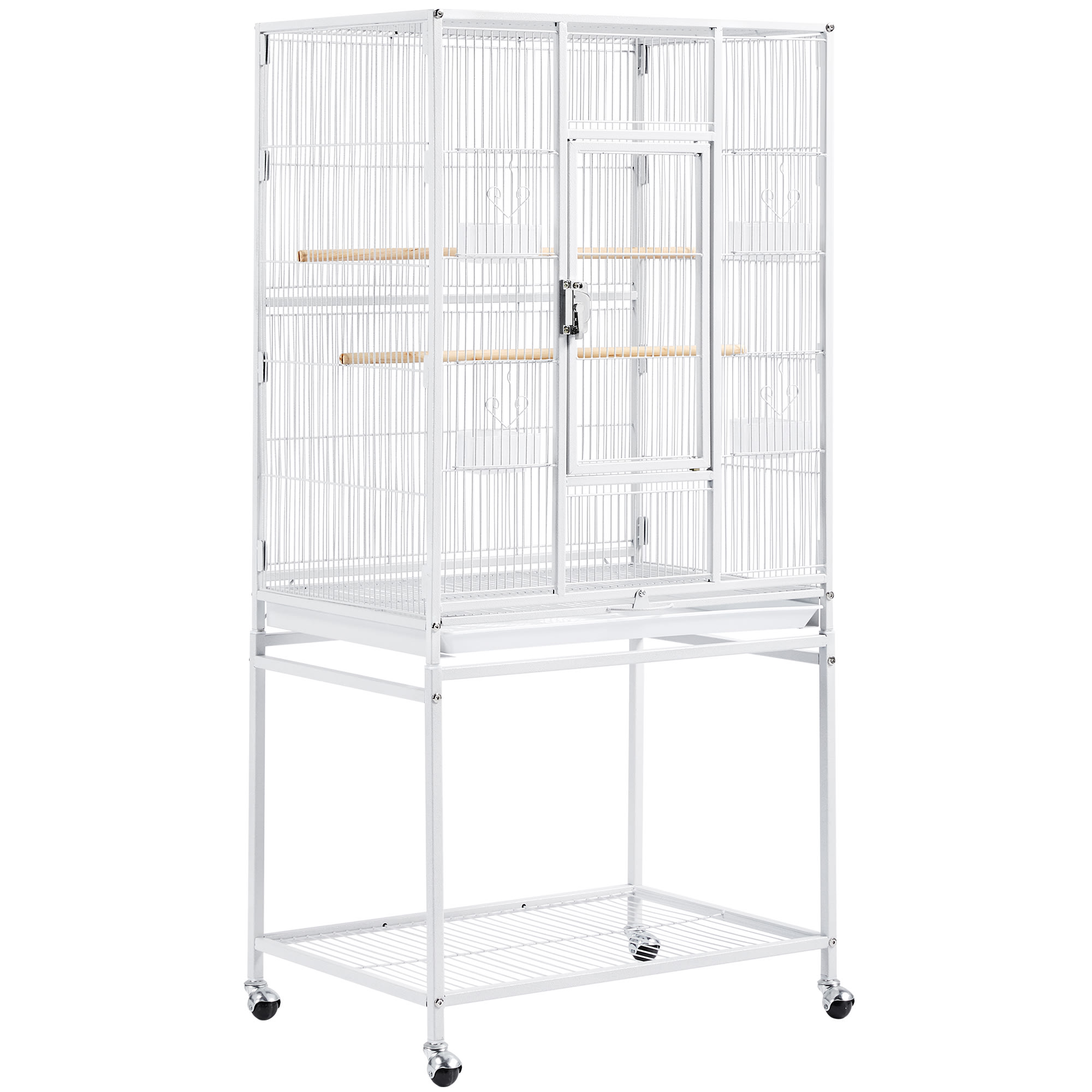 Topeakmart White Metal Bird Cage with Rolling Detachable Stand, 53.5" H