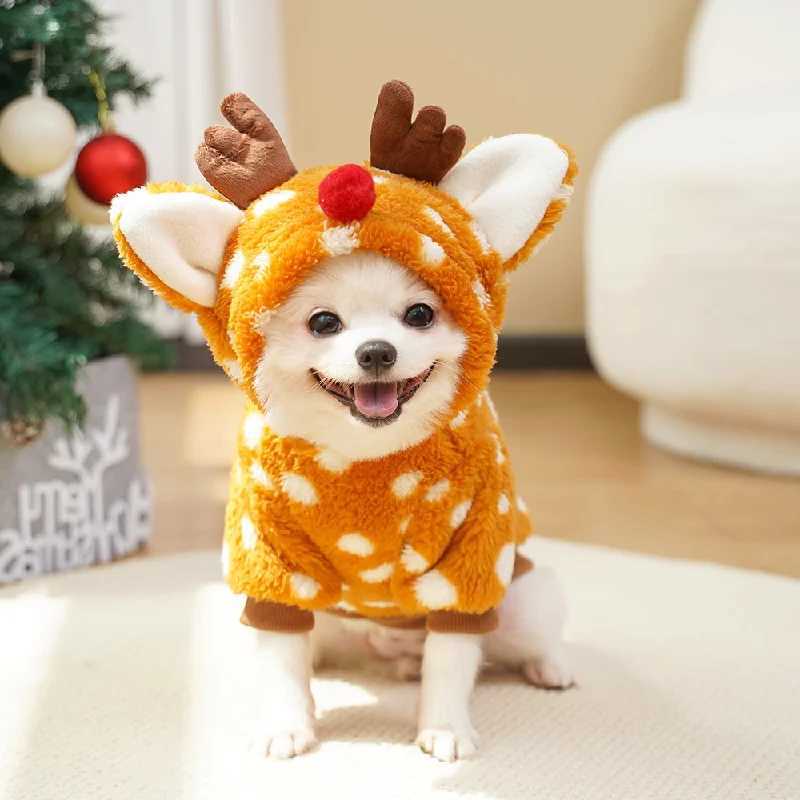 Merry Christmas Dog Clothes ELK Cosplay Winter Warm Coat Ropa Perro Hooded Costume for Small and Medium Dogs AccessoriesXJ241125