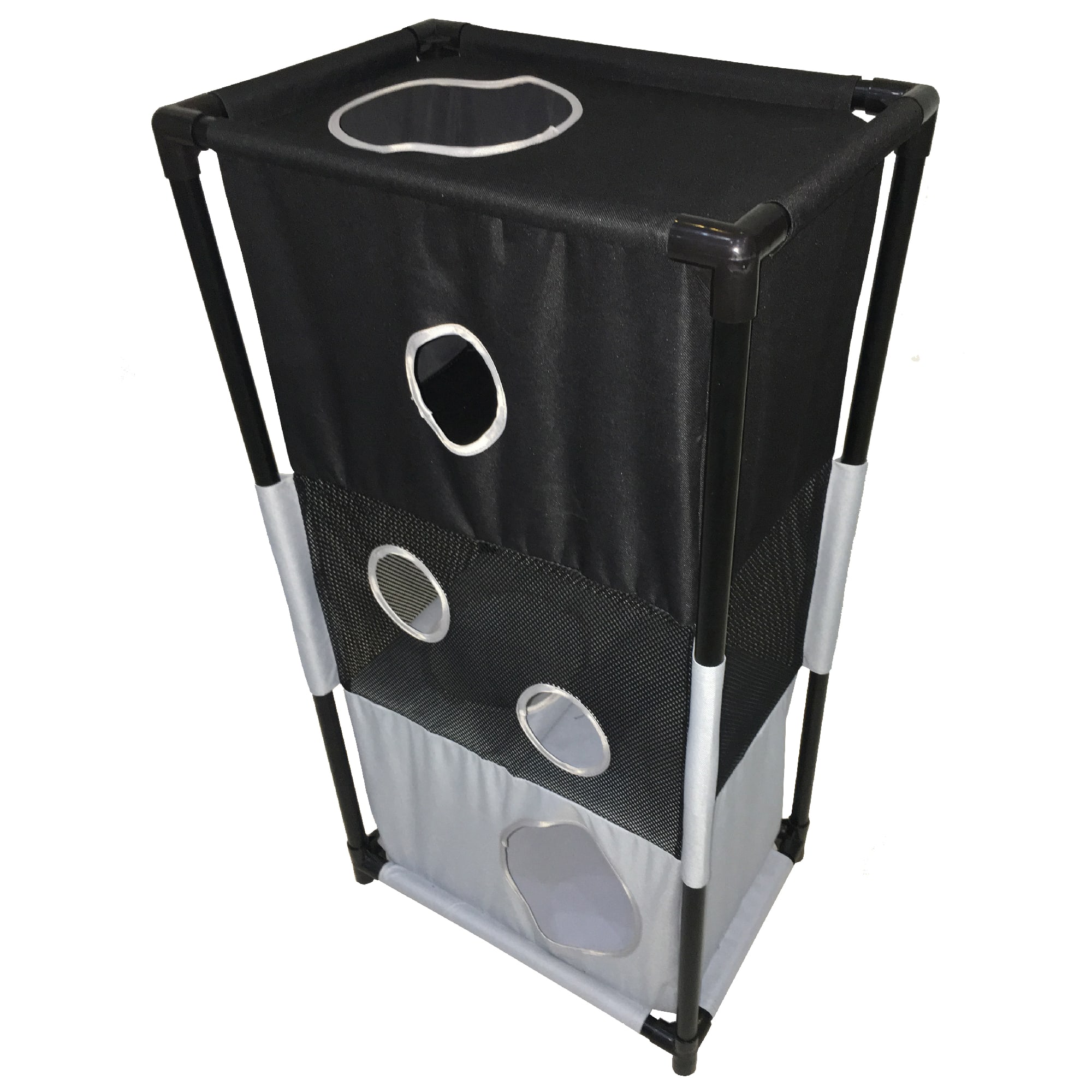 Pet Life Black Square Obstacle Soft Folding Sturdy Play-Active Collapsible Travel Cat House, 17.71" L X 11.81" W X 35.43" H