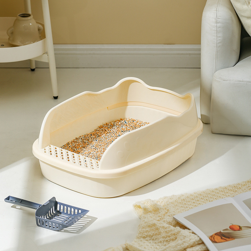 MMG Semi-Enclosed Litter Box Detachable Splash-Proof Non-Stick Cat Litter Pet Toilet Litter Box