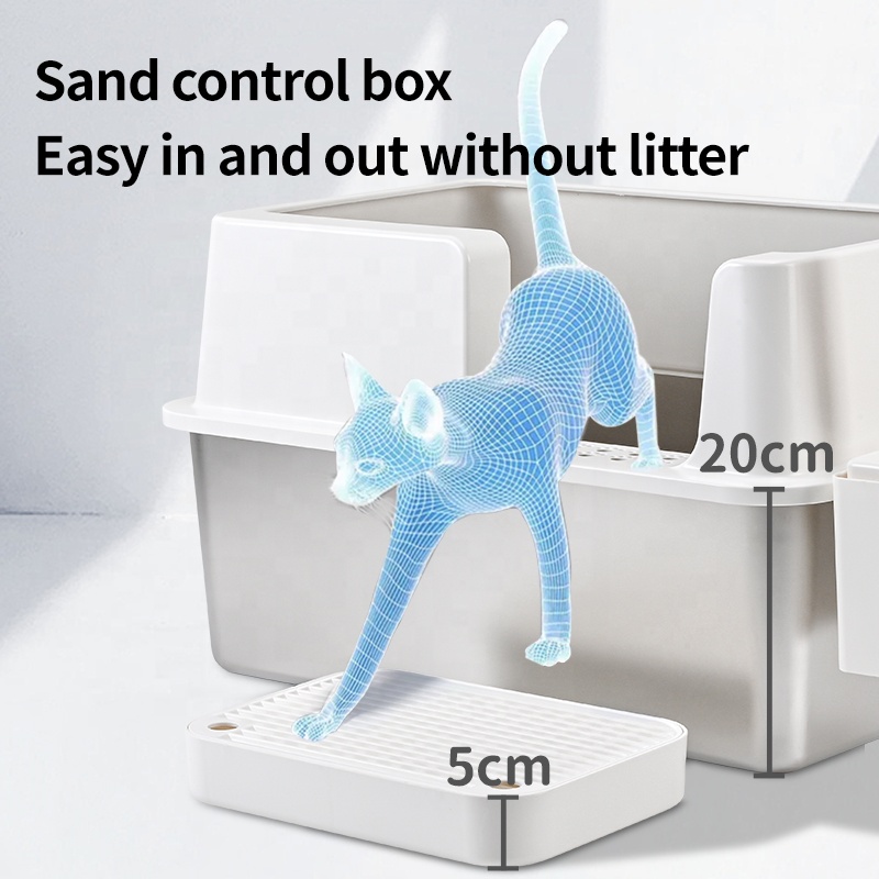 Super Large Stainless Steel Cat Litter Box Anti-Sand Pedal Shovel Non-Stick Bottom No Mark Easy Cleaning No Cats Accessories