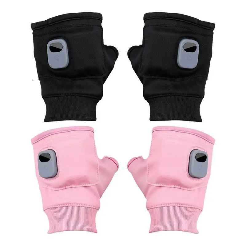 1Pair Unisex USB Electric Heating Winter Outdoor Heated Gloves Half Finger Touchscreen Warmer Mitten for Outdoor Hiking 241125