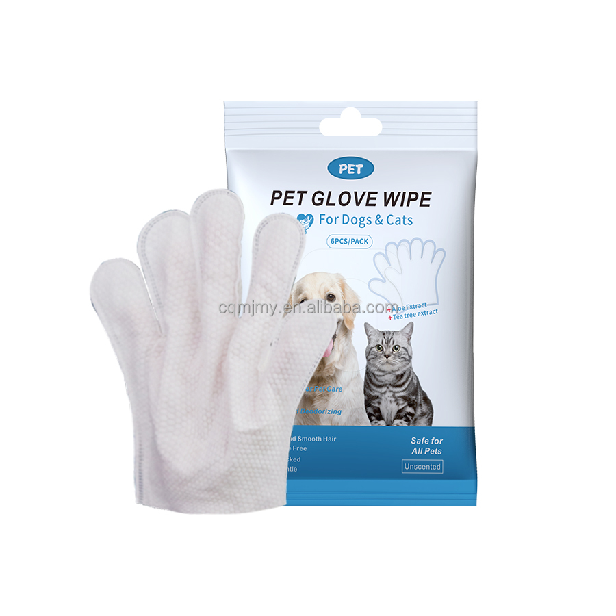 Pet-Friendly Cleaning Gloves Disposable Cat Bathing Products with Wet Wipes for Pet Grooming