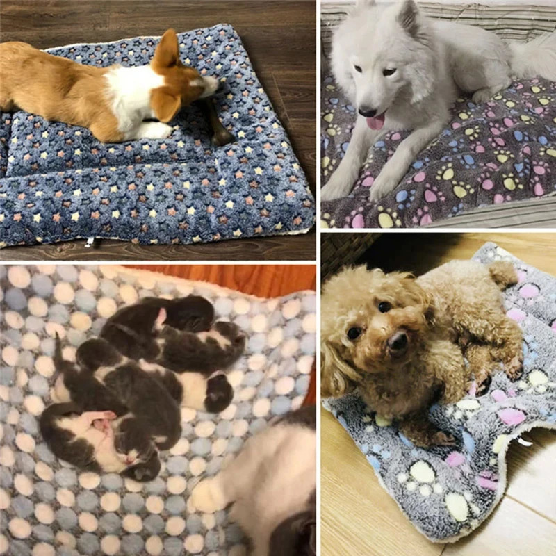 Flannel Pet Sleeping Mat Dog Bed Cat Litter Puppy Bed Dog Sofa Lovely Mattress Cushion for Small Large Dog Blanket Pet Supplies 241125