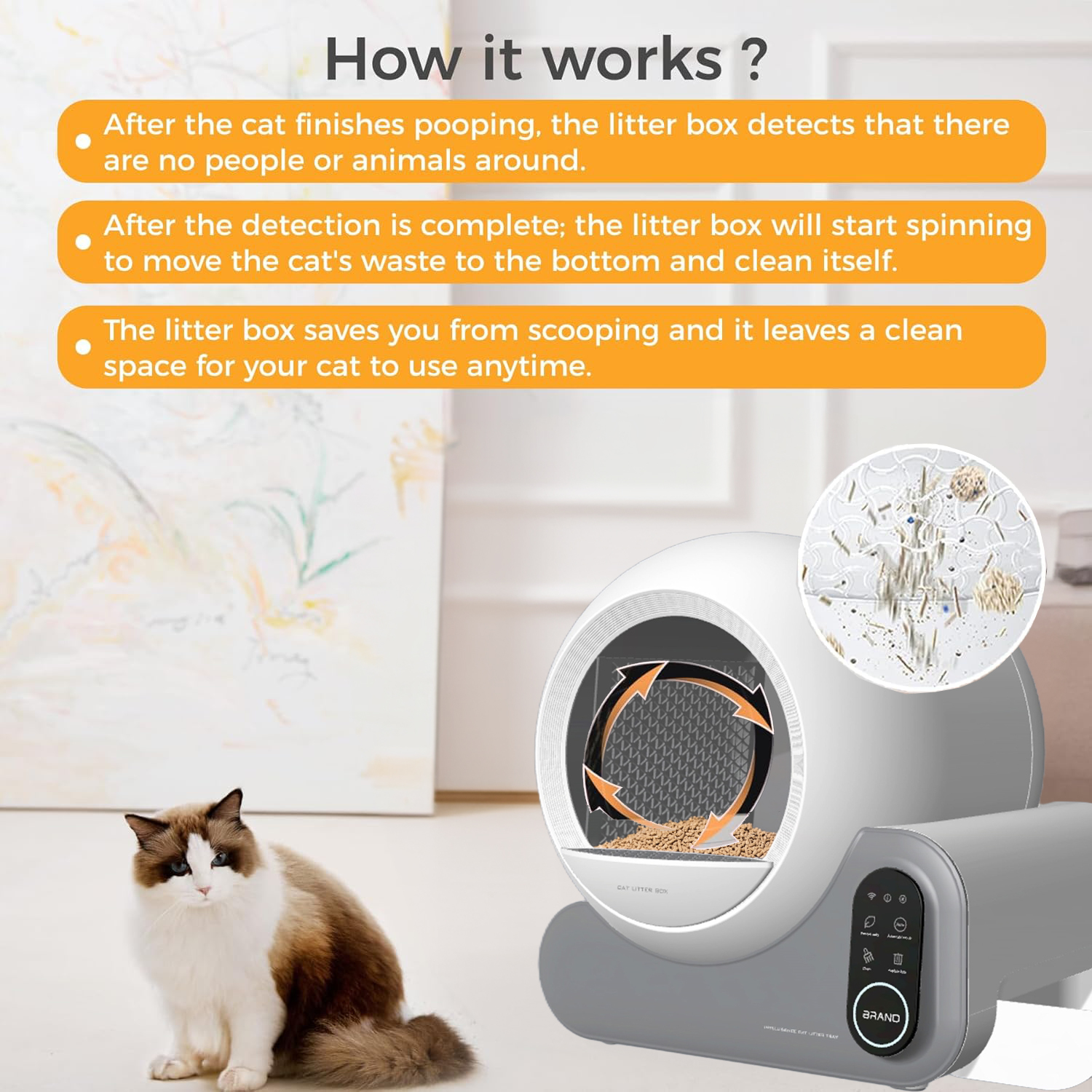 Fully Automatic Electric Basin Smart App Control Cat Litter Box & accessories Without Odor Self-Cleaning Cat Litter Box