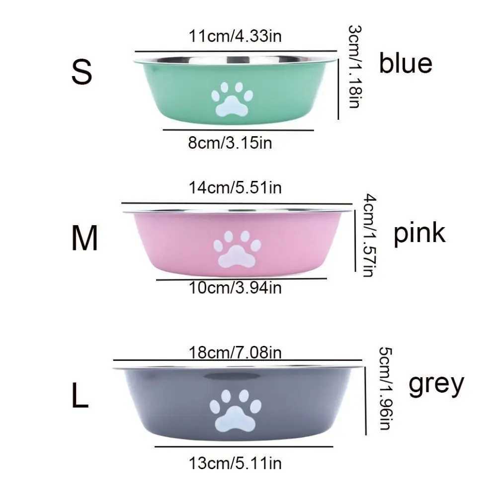Non-slip Stainless Steel Dog Bowl Bilayer Non-rust Dog Water Bowl Cat Paw Pattern Pet Feeders Dog Food Bowls Drinkers HomeXJ241125
