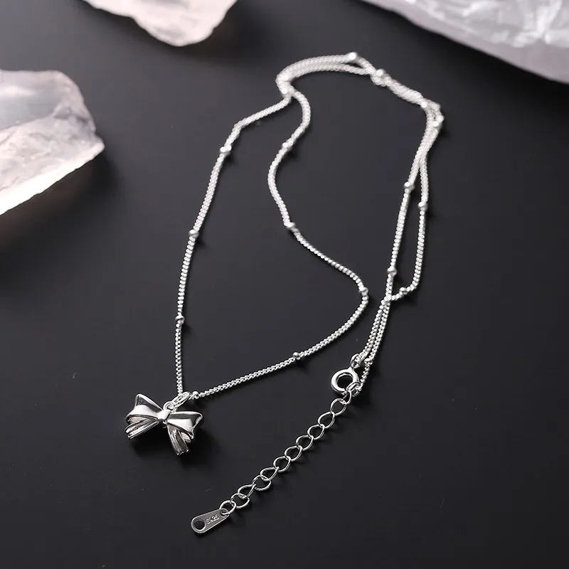 Korean Fashion Shiny Butterfly Necklace Exquisite Silver Chain Ladies Wedding Party Jewelry Gift Female Wholesale 241122