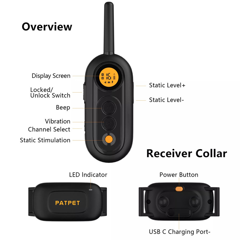 Anti Bark Collar Dog Rechargeable Vibration Beeper Collar For Dog Remote Control Anti-bark Shock Dog Training Collar