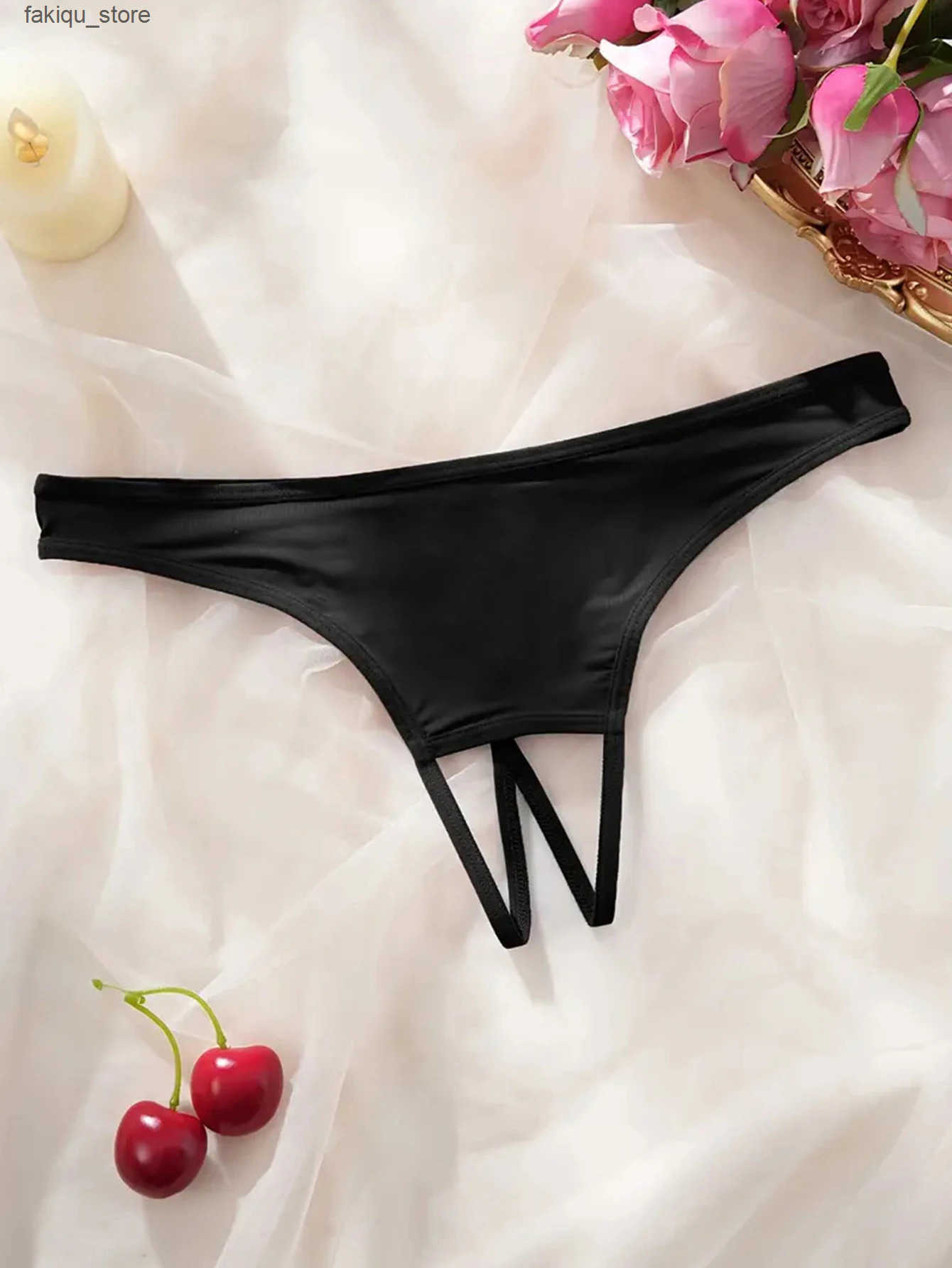 Briefs Panties Womens Panties Crotch Opening Sexy Thong with Yes Daddy Prints Underwear Erotic Crotchless Female Intimates Lingerie L240910
