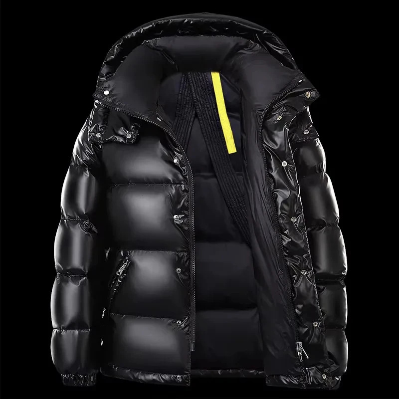 Mens hooded smooth inflatable jacket winter duck style down jacket outdoor warm womens down jacket 241125