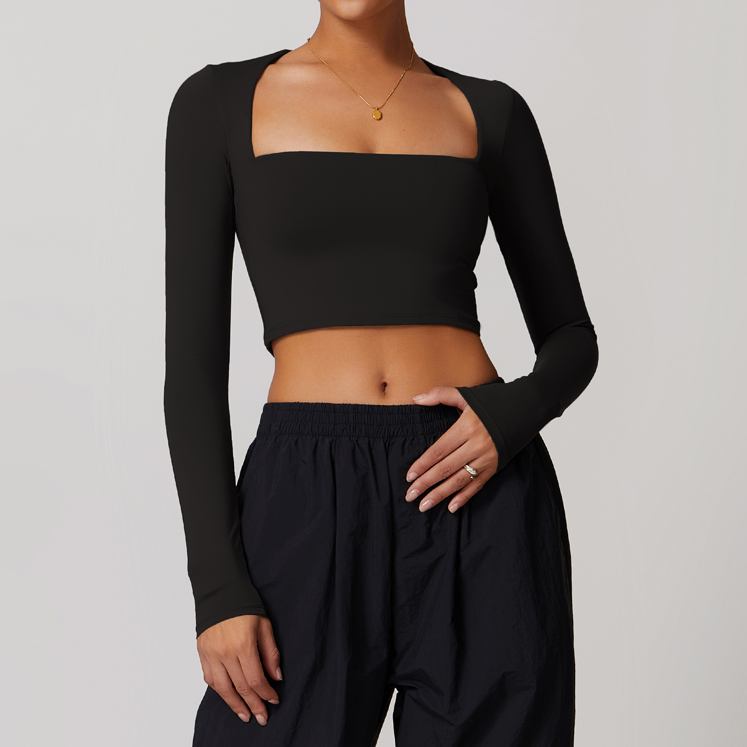 Tight Fitting Slim Waist Long Sleeved Yoga Clothes Women's Drying Beautiful Back T-shirt Sports Running Fitness Top