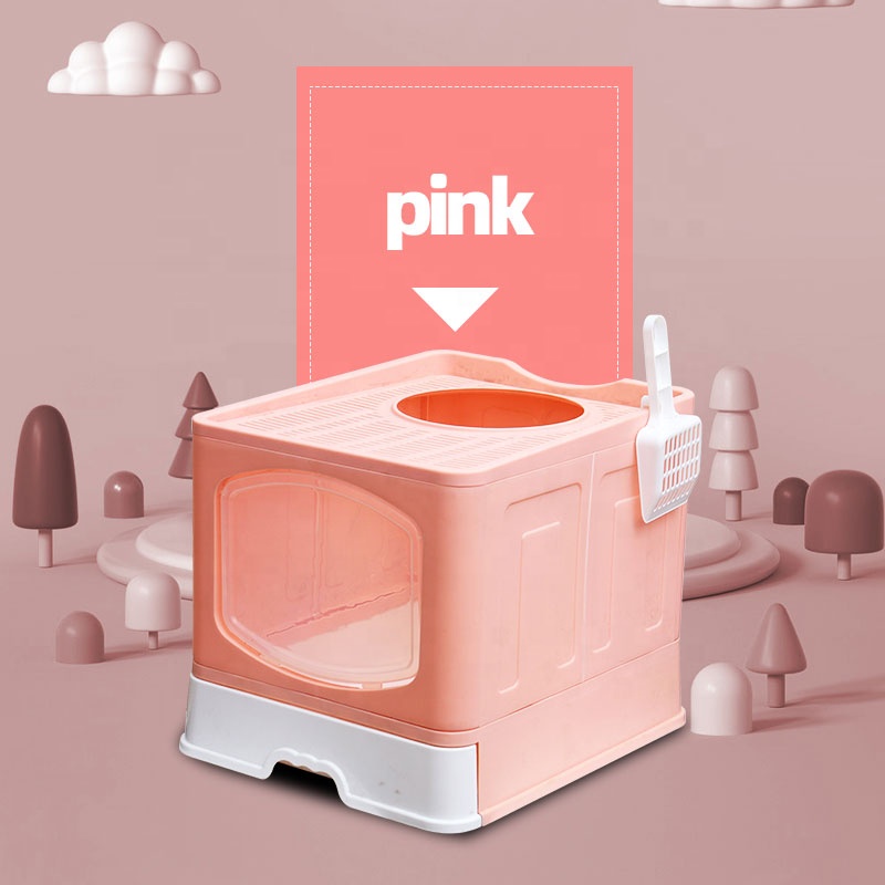 Factory Direct Sale Semi-Enclosed Splash-proof Pet Cat Toilet Fully Enclosed Plastic Cat Litter Box
