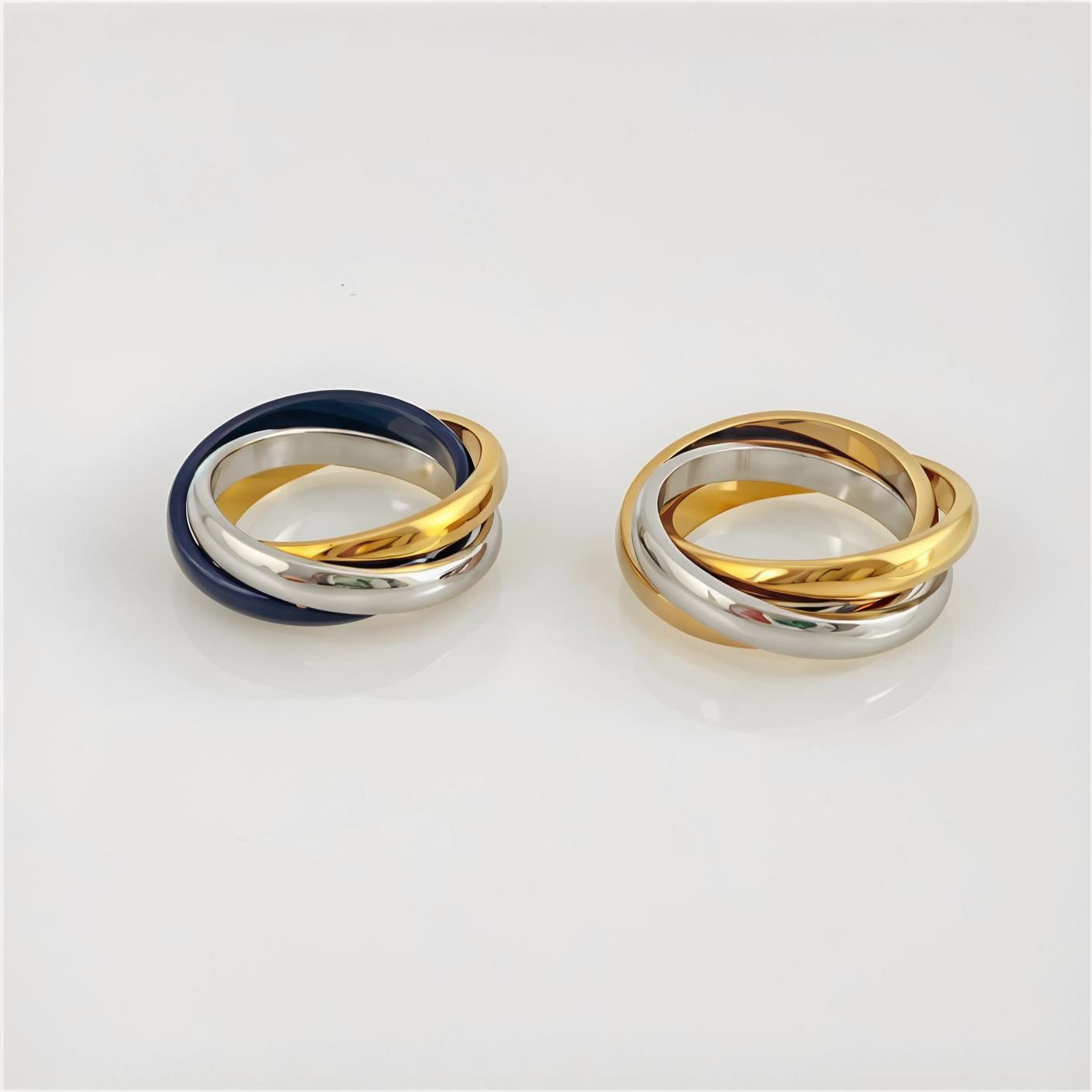 Fashion Classic Three Ring Wedding Ring Women's Stainless Steel Jewelry 3 Color Rolling Luxury Band Rings designers size 5-11