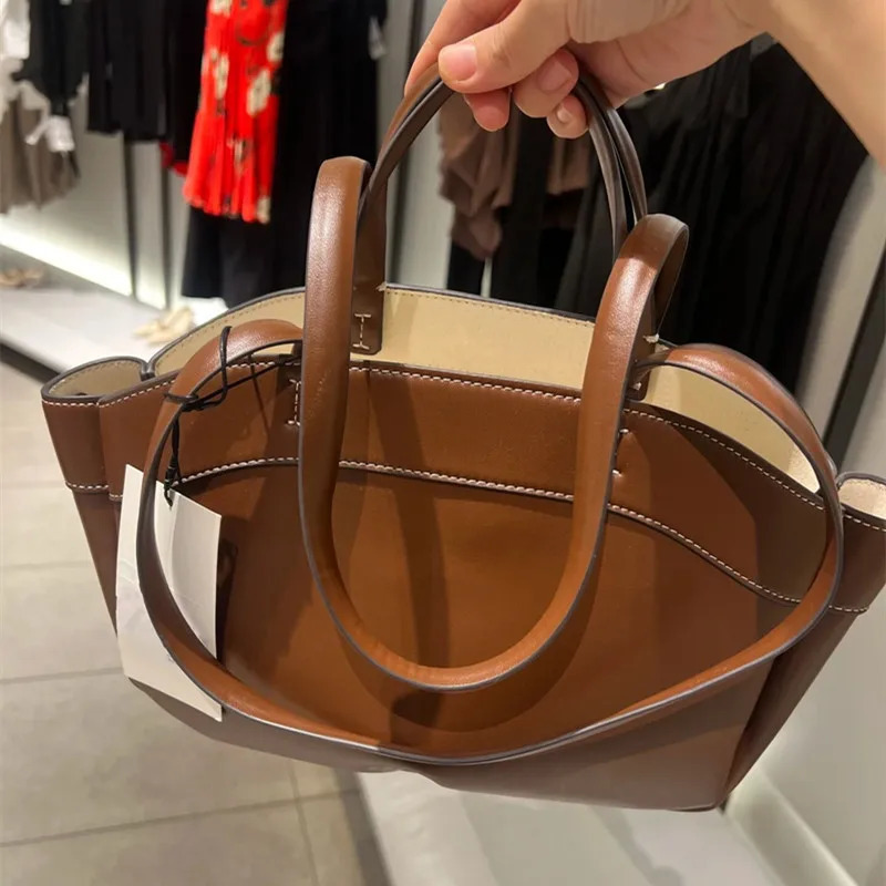 Women Tote Bag Underarm Pouch Large Capacity Pu Leather Shoulder Retro Crossbody Casual Portable Bucket Bags Handbag 241115