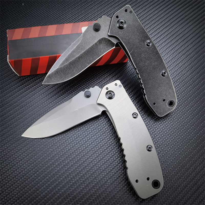 High Quality 1556 KS Cryo II Assisted Flipper Bead Blast Plain Blade All-steel Handle Work S Easy To Carry Outdoor Hunting Hiking Pocket Knife