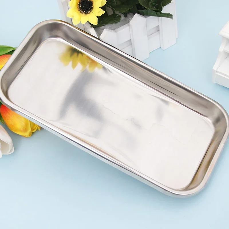 2024 1PC Stainless Steel Cosmetic Storage Tray Nail Art Equipment Plate Doctor Surgical Dental Tray False Nails Dish Toolsfor Doctor Surgical Tray