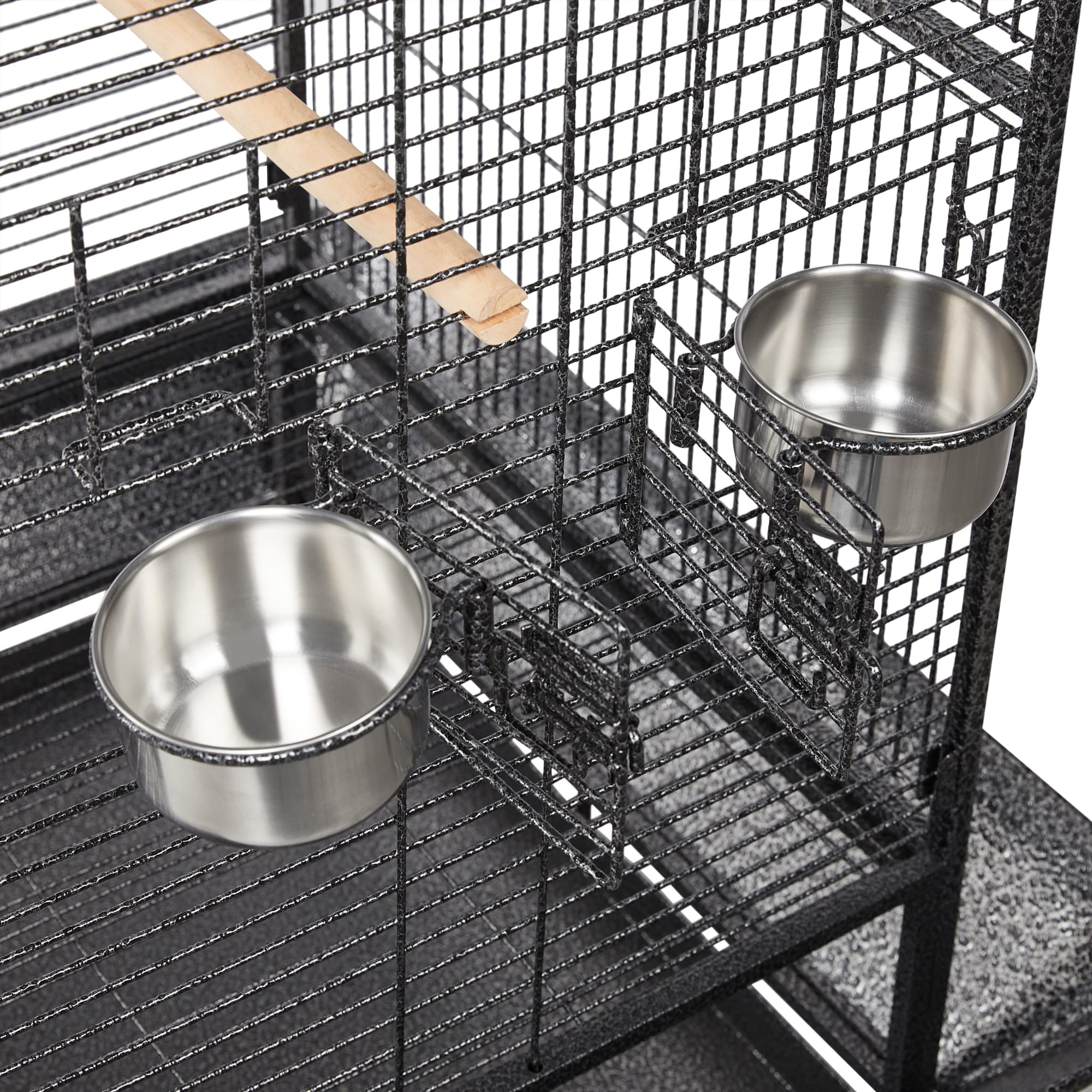 Topeakmart Black Rolling Bird Cage with Play Top Feeding Bowls and Bungee Rope for Small Birds, 68.5" H