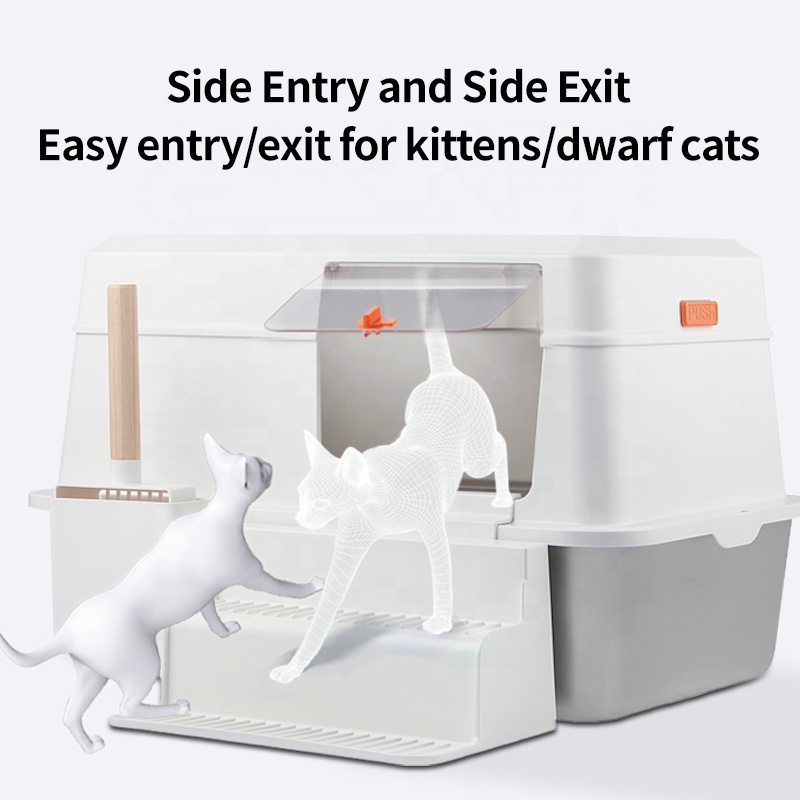 Super-Large Anti-Splash Stainless Steel Cat Litter Basin Easy Cleaning Non-Stick Feature Fat Cat Multi-Kitten Friendly Box