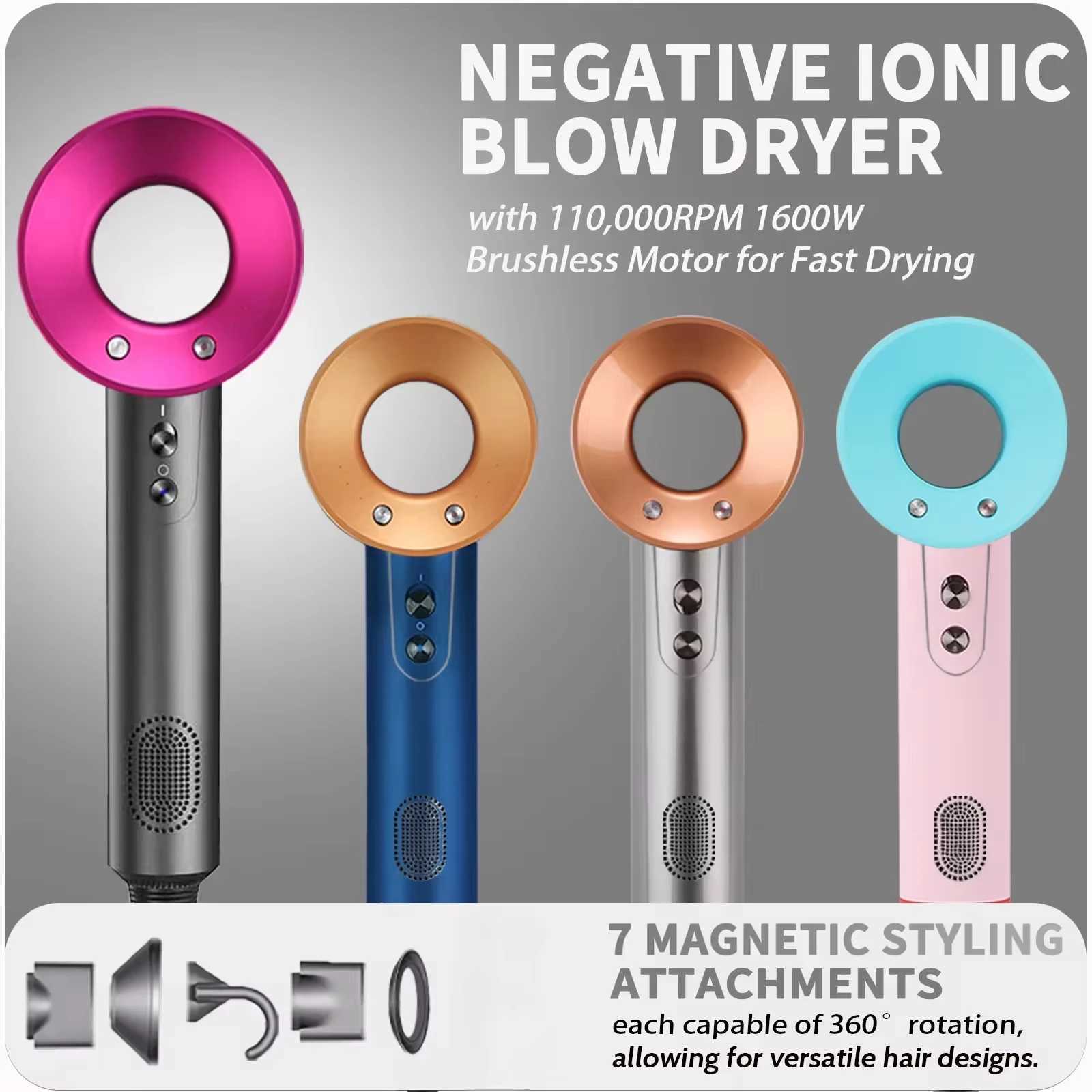 Electric hair dryer high-speed hair dryer professional negative ion hair care hair dryer noise reduction constant temperature W241125