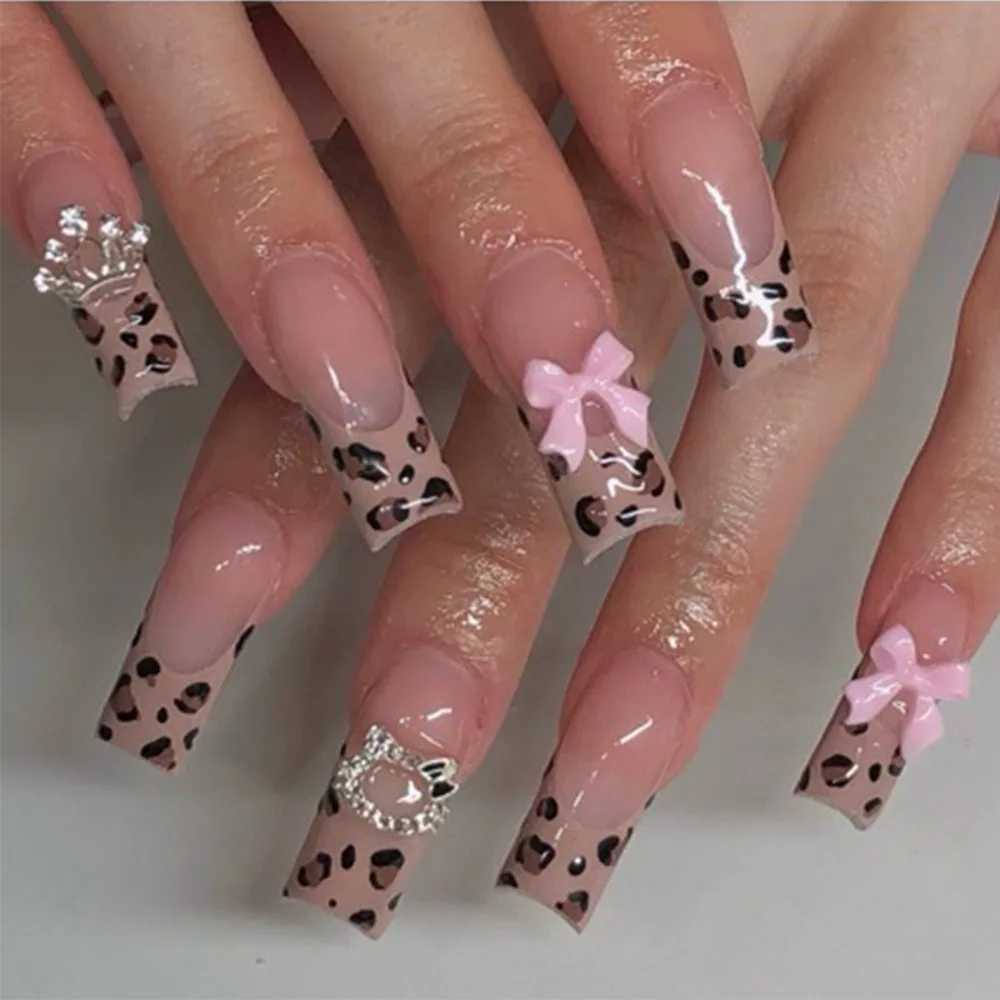 Arched Nail Art Ballet Performer Fake Nail Full Cover Coffin Pressed on Fake Nail Removable Fake NailW241125