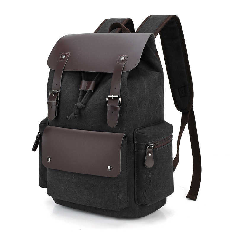 Canvas backpack, men's casual backpack, large capacity, high school student backpack, fashionable computer bag 241125