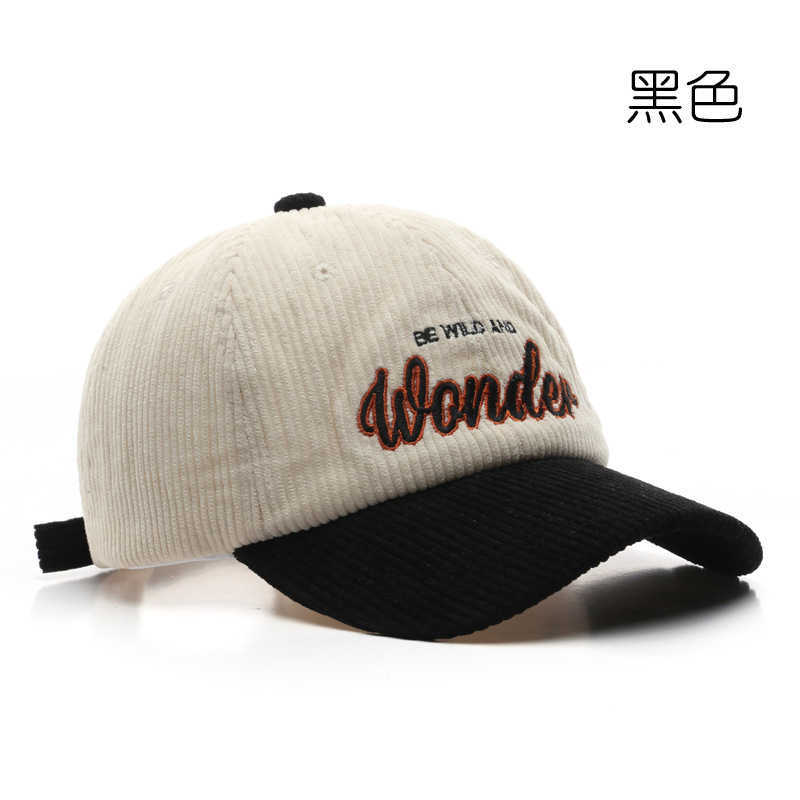 Ball Caps Womens autumn and winter color blocking letter corduroy cap outdoor sports mens warm ear protection baseball H240425