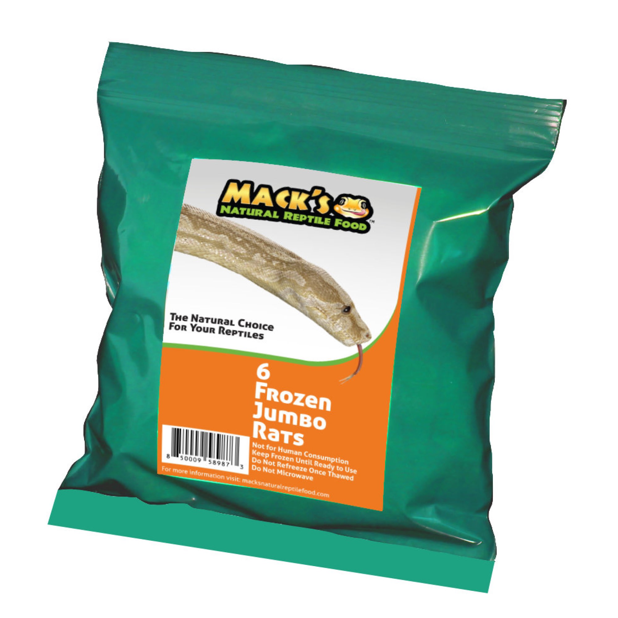 Mack's Natural Reptile Food Frozen Jumbo Rat - 6ct