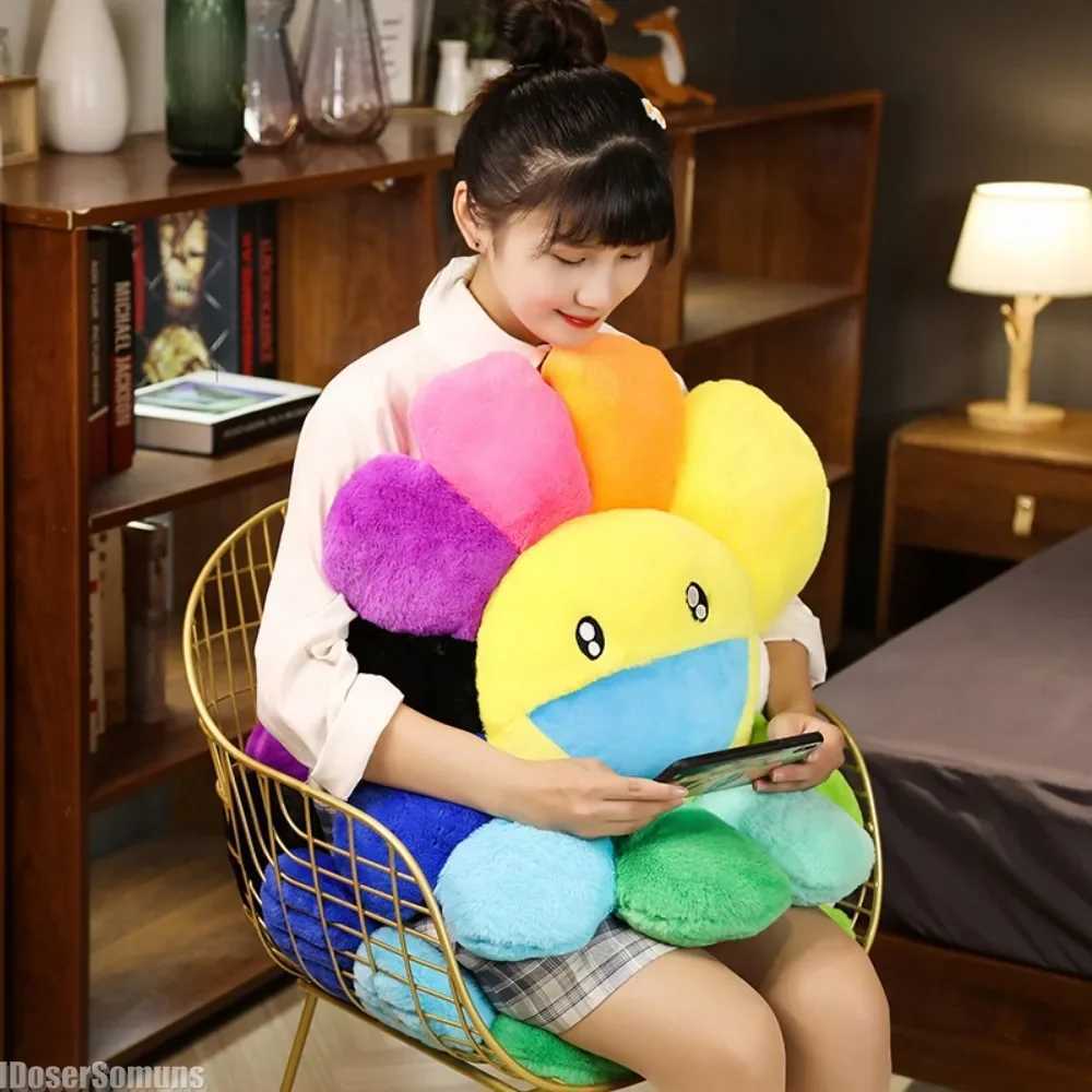 Cushion/Decorative Pillow 40cm Kawaii Face Sunflower Sun Flower stuffed plush toy pad Hold bedroom automatic decoration doll girl gift home T241125