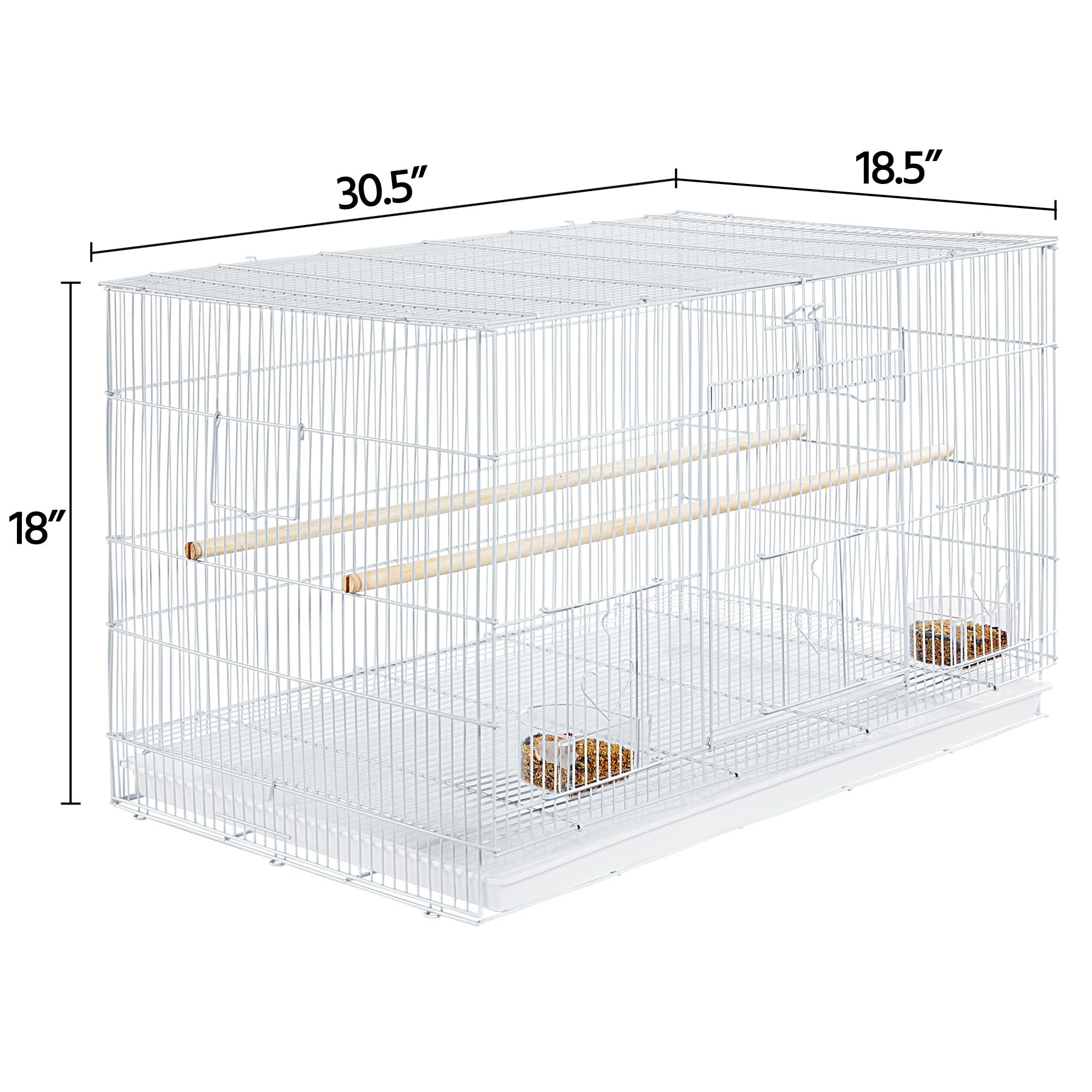 Topeakmart White 18" Flight Cage with Slide-Out Tray for Birds