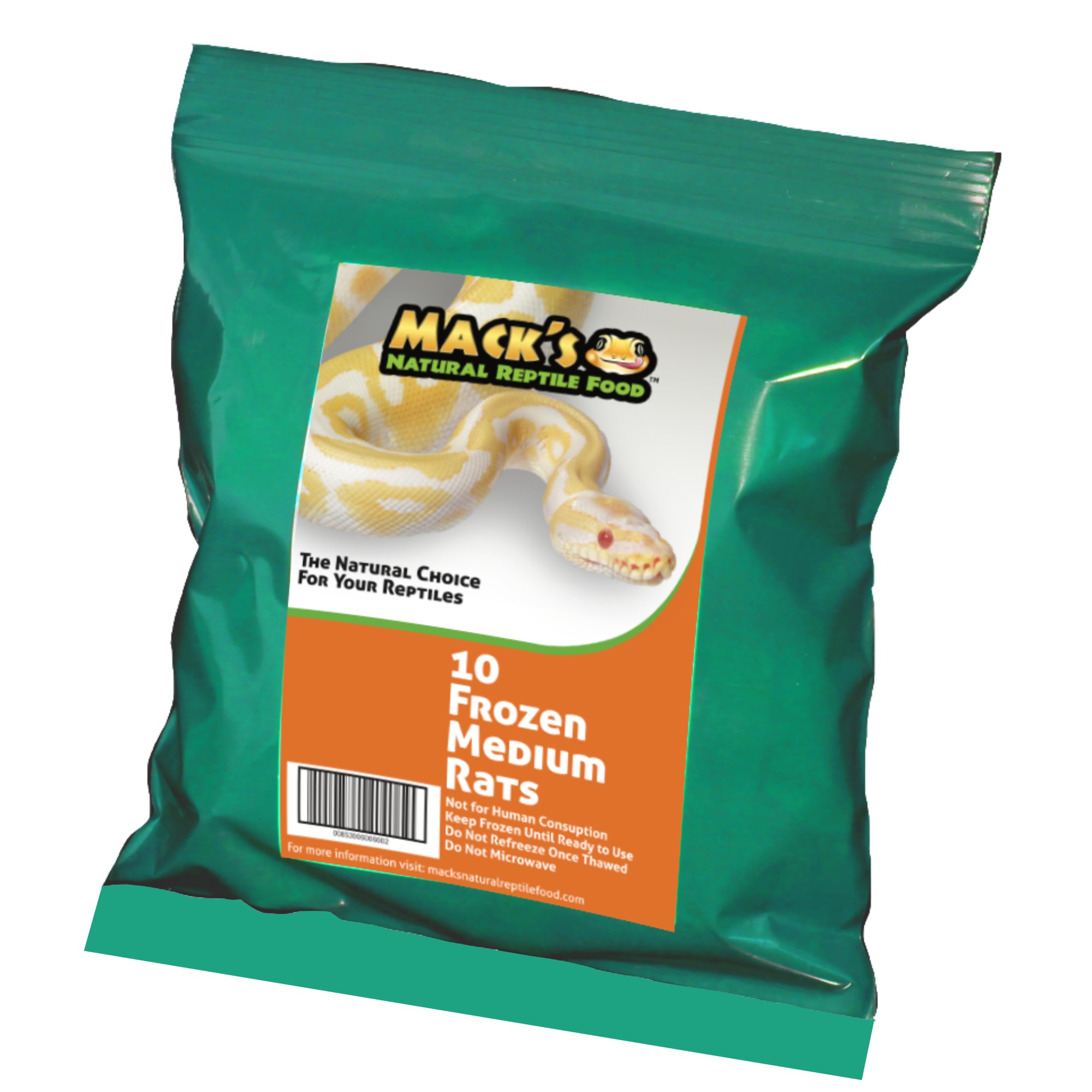 Mack's Natural Reptile Food Frozen Medium Rat - 10ct