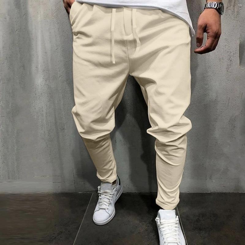Men's Pants Pocket Linen Cropped Trousers Mid-waist Mens Sports Casual Stretch Chinos Men