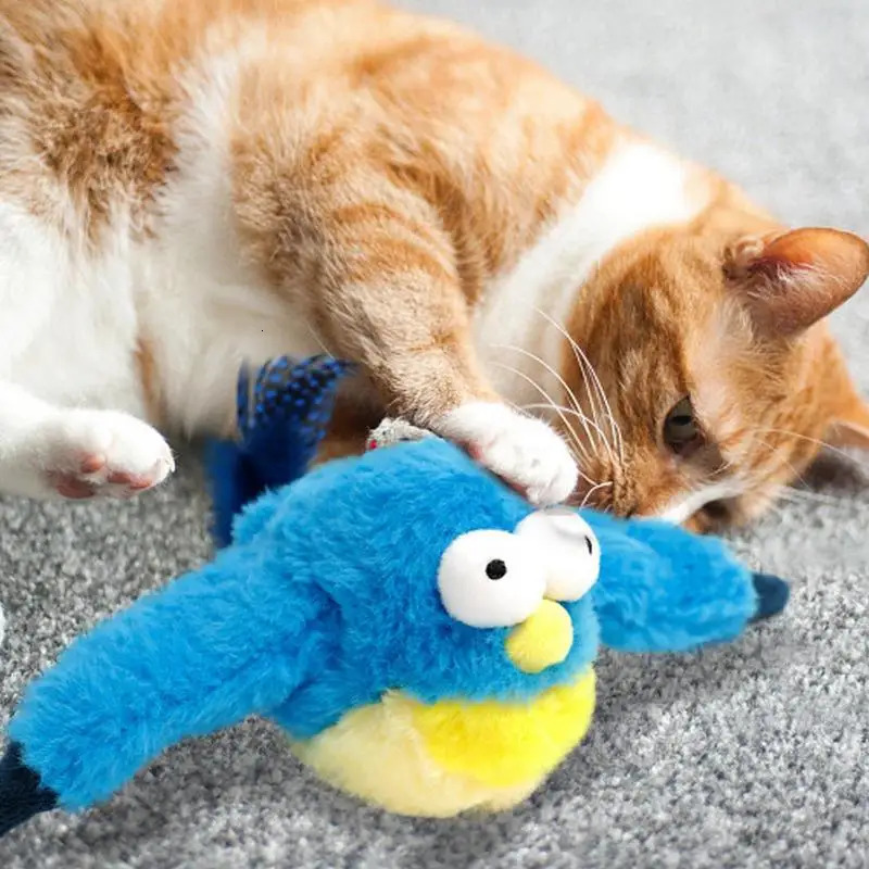 Flying Bird Cat Toy Catnip Toys For Cats Flapping Wings Sparrow Catnip Toys Vivid Chirping Simulation Bird Interactive Cat Toy 241125