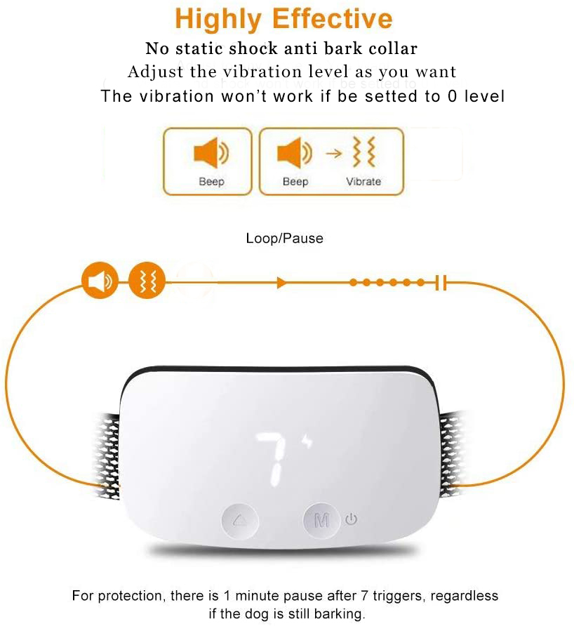 XCHO No Electric Shock and Vibration Bark Control Collar for Dogs Voice Activated Anti bark collar