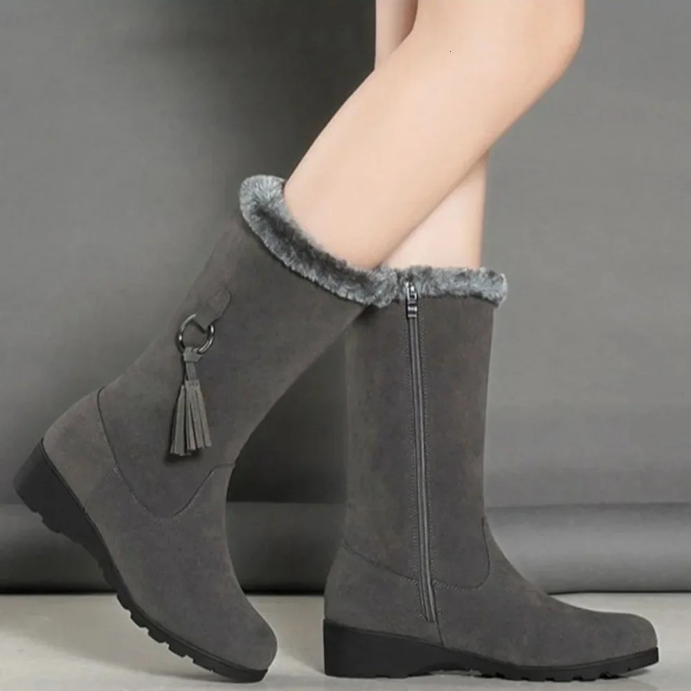 Women Snow Boots Winter Female Boots Thick Plush Zipper Non-slip Thigh High Boots Fashion Warm Fur Woman Winter Shoes 241125