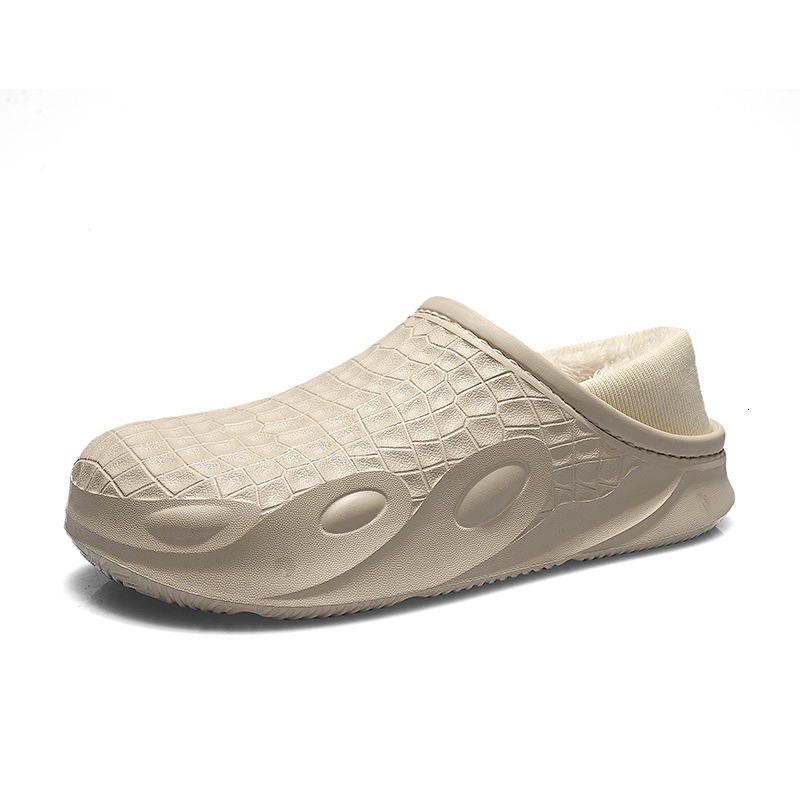 Pure color simple men in autumn winter, soled for indoor outdoor wear, anti slip slippers with thick veet and warm cotton shoes