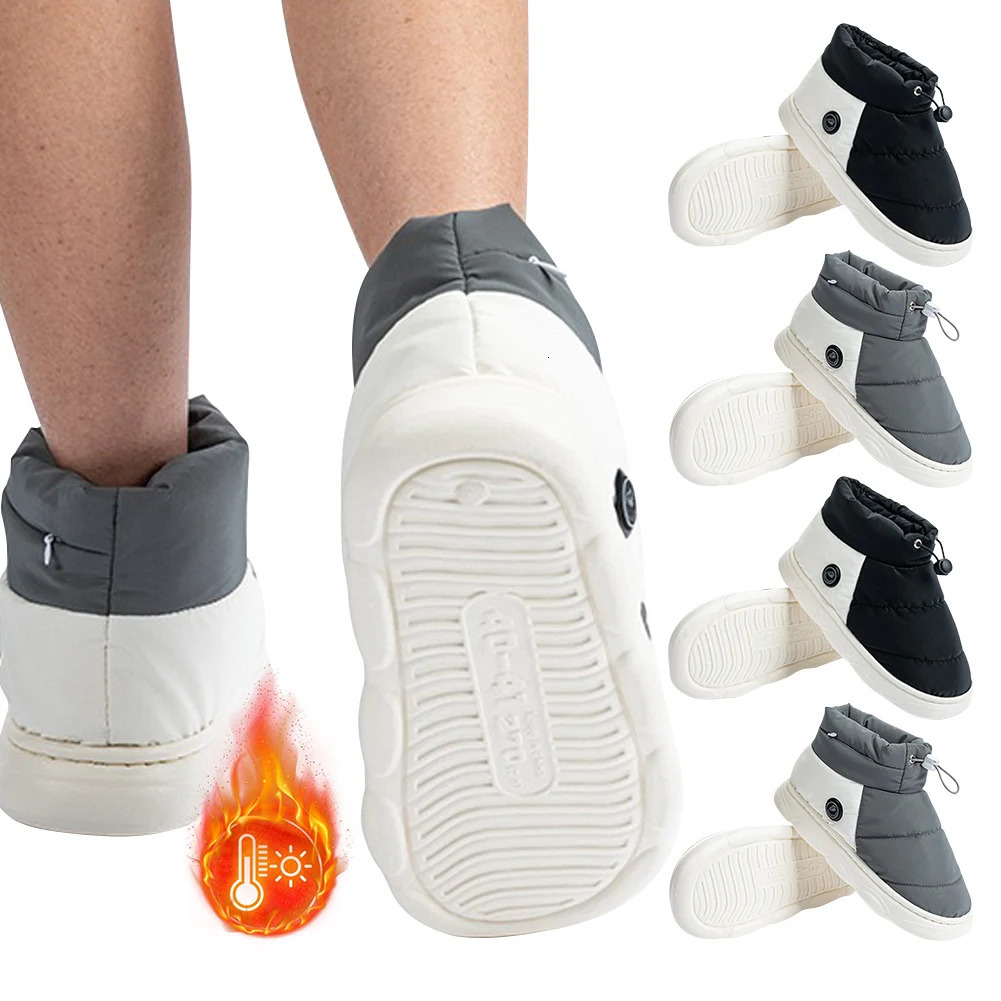 Unisex Electric Heating Slippers with 3 Heating Levels Women Men Warm Snow Boots Rechargeable for Indoor House Home Office 241125