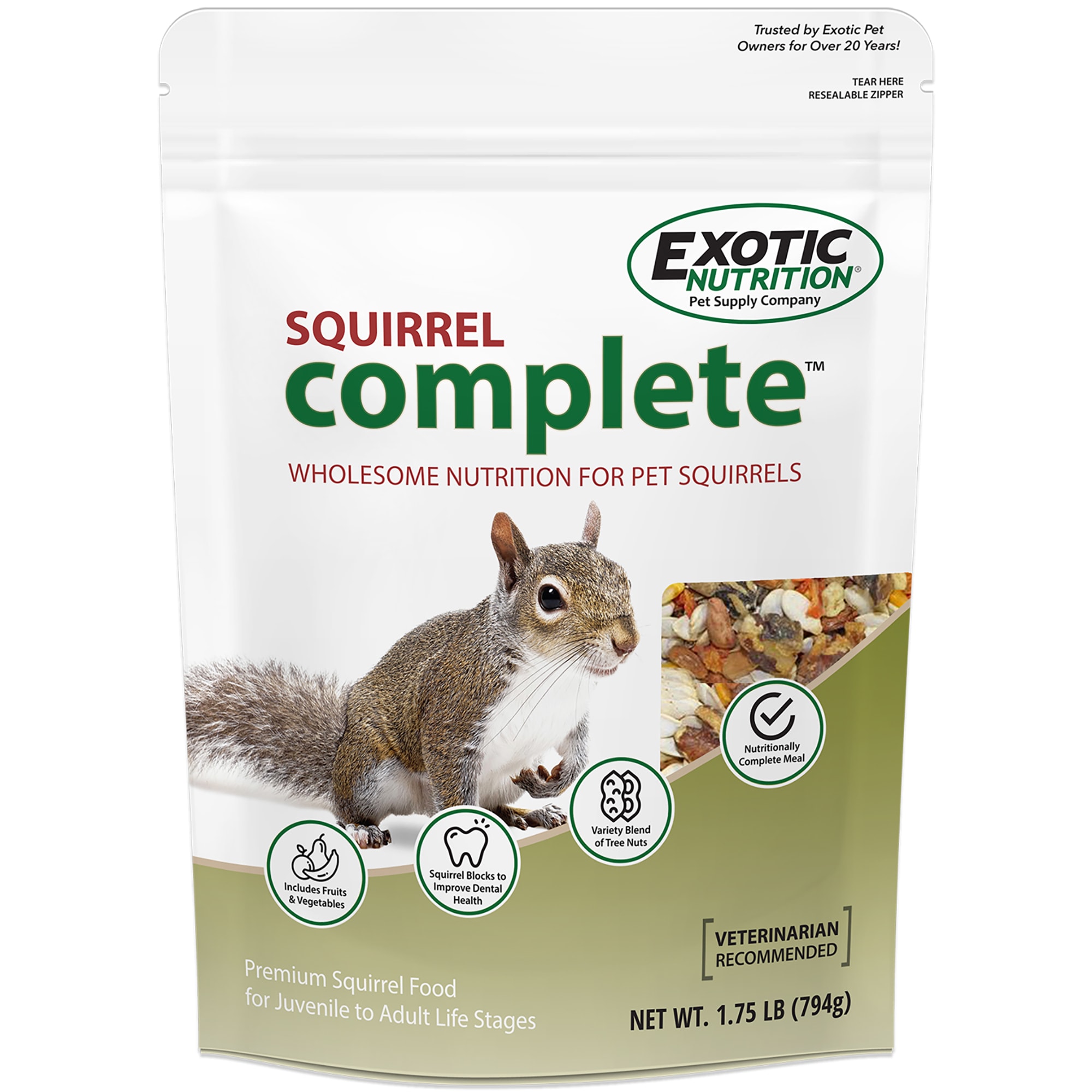 Exotic Nutrition Squirrel Complete Squirrel Food, 1.75 lbs.