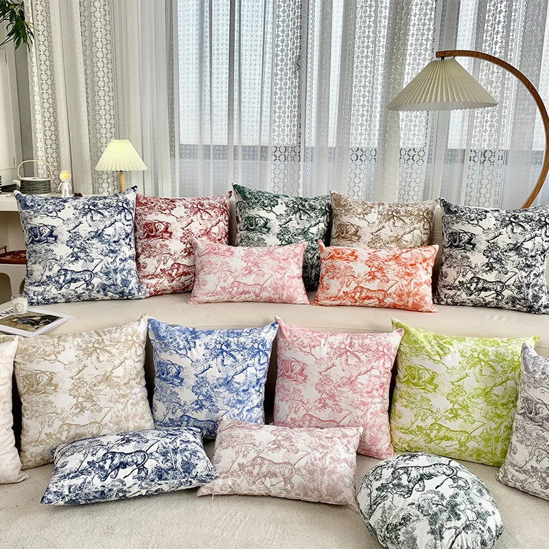 Velvet jungle pillowcase soft cushion cover waist pillowcase backrest pillowcase cushion cover 241125