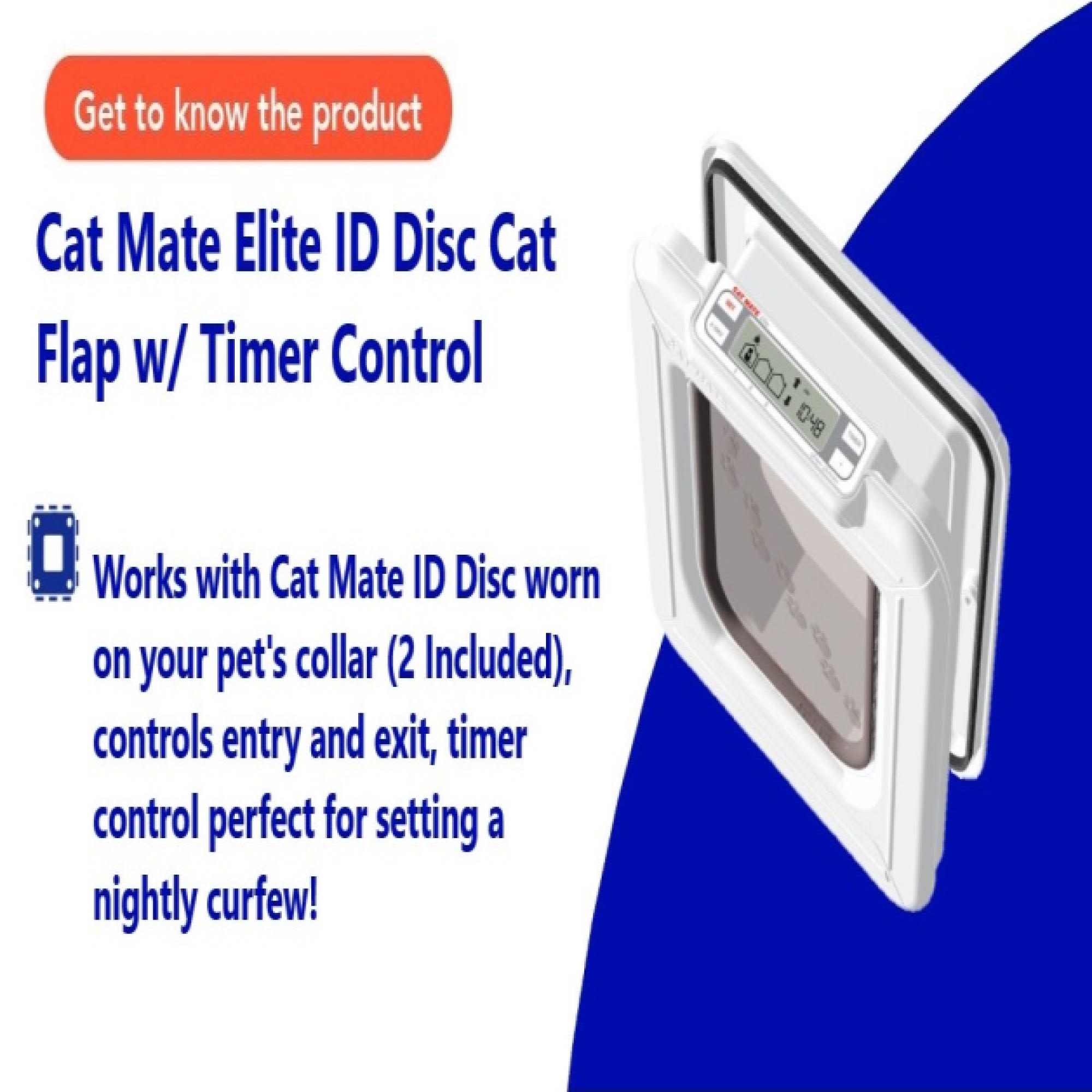 Cat Mate Elite ID Disc Cat Flap with Timer Control, 3.5" L X 9.75" W X 10.375" H