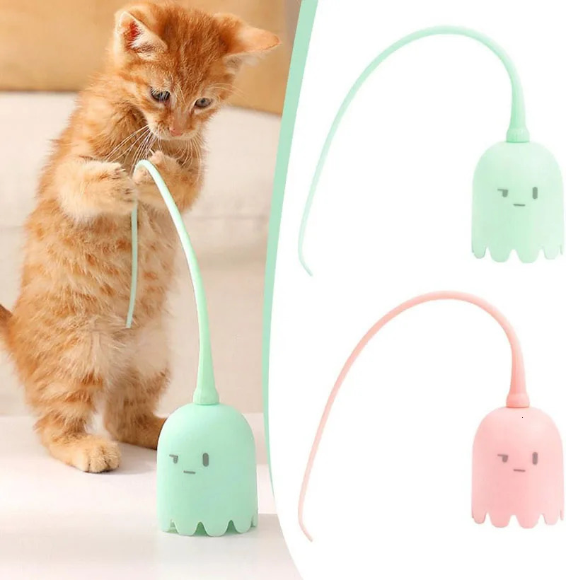 USB Electric Intelligent Rolling Ball Toy Cats Pet Silicone Automatic Rotate Mouse Tail Kitten Teaser Stick Interactive Cat Toys 241125