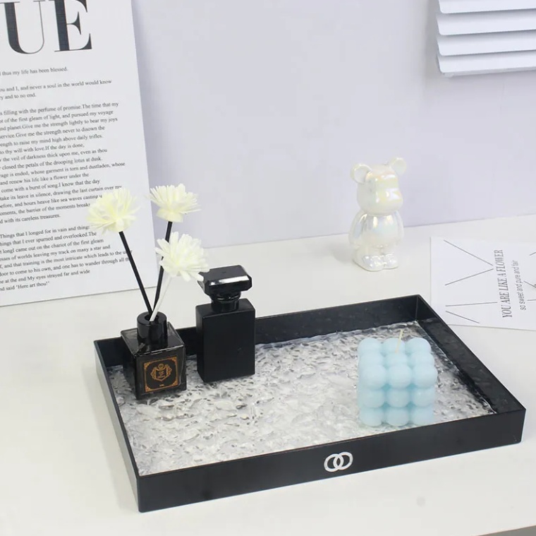 Designer Bedroom Living Room Acrylic Organizer Tray Desktop Home Items Accessories Shelf Storage Organization Box Letter Print